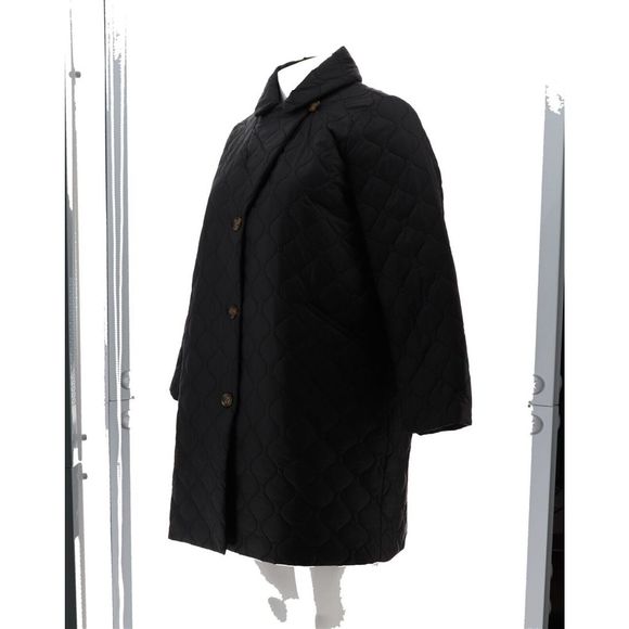 Dennis Basso Water Resistant Notched Collar Puffer Black A5232270 - Picture 2 of 9